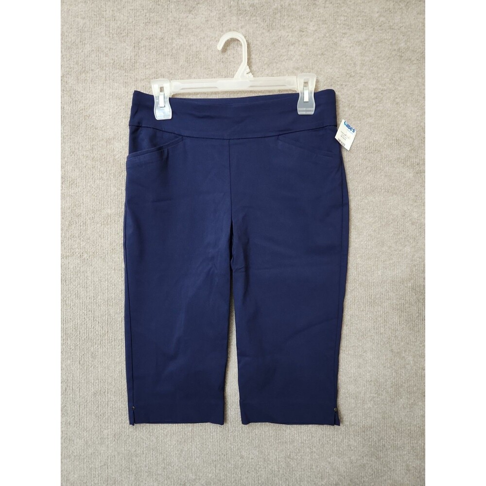 Chicos Perfect Stretch Pedal Pusher Shorts Womens 0 US 4 Navy Blue Pull On NWOT